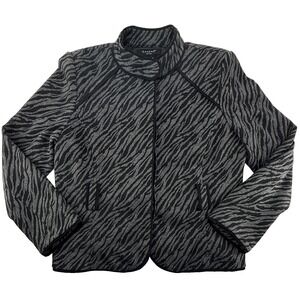 Sandro Womens Jacket Large Zebra Print Blazer Cropped Lined Pockets